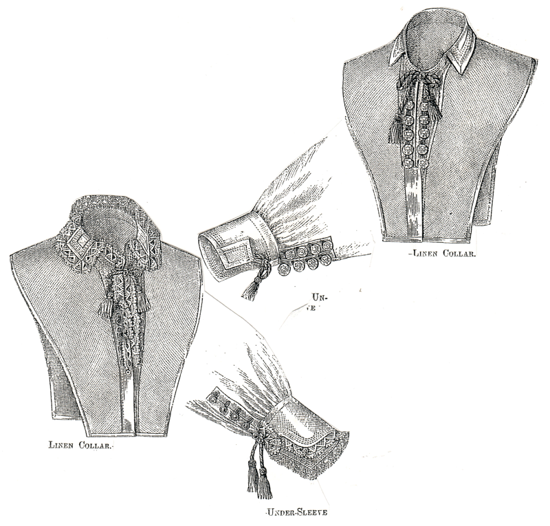 Collar and cuffs #1 are made of double linen; the collar is set on a 